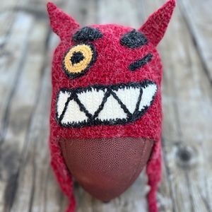 Red MONSTER Kids Hat Fun! Handmade in Peru - Unique Winter Hat! NWOT